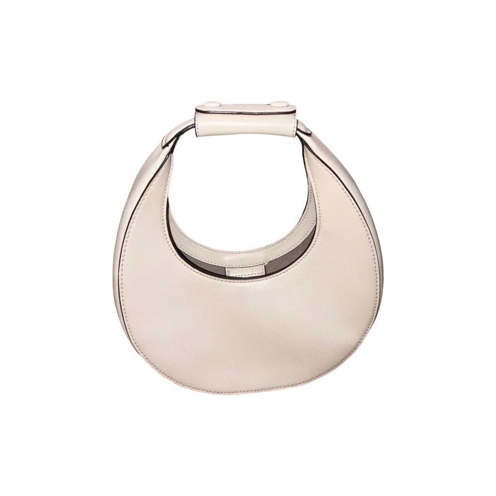 STAUD Mini Moon Bag in Cream Leather